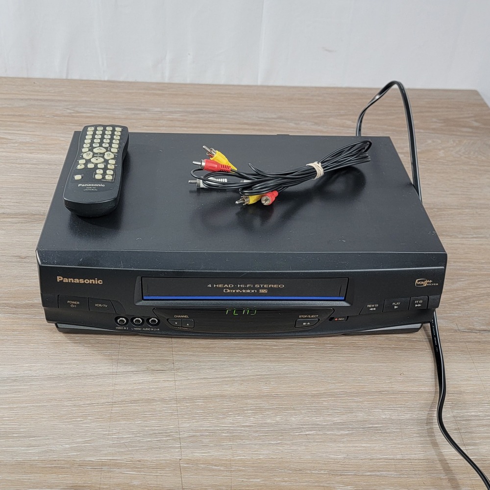 Panasonic PV-V4540 Omnivision 4-Head Hi-Fi Stereo VHS VCR Remote Cables Black